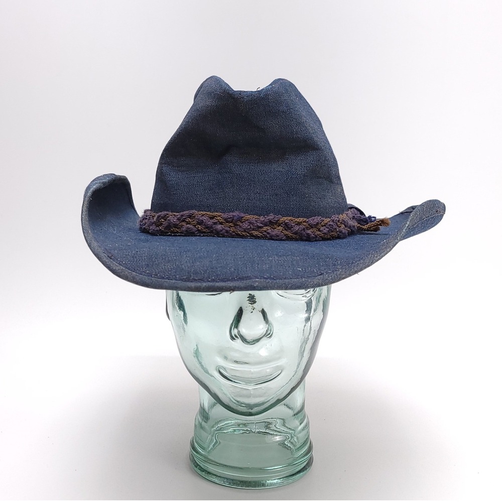 Larry‎ Mahan Blue Denim Dusty Old Cowboy Hat Western Braided Band 7 3/8 Resistol